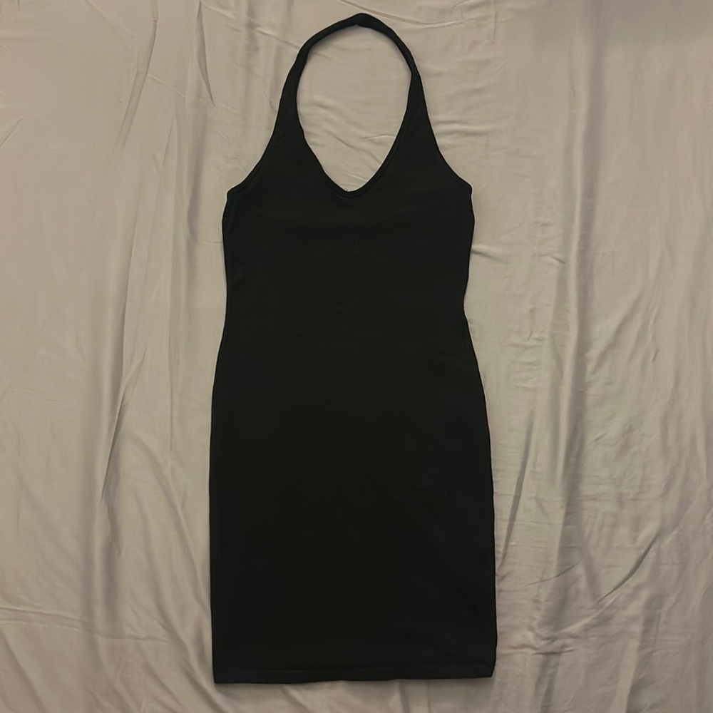 H&M black halter mini dress